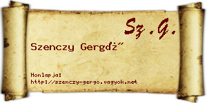 Szenczy Gergő névjegykártya